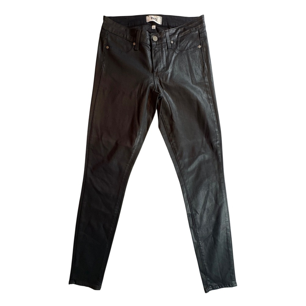 PAIGE Verdugo Ultra Skinny Jeans Womens 27 Black Coated Faux Leather Denim Pants